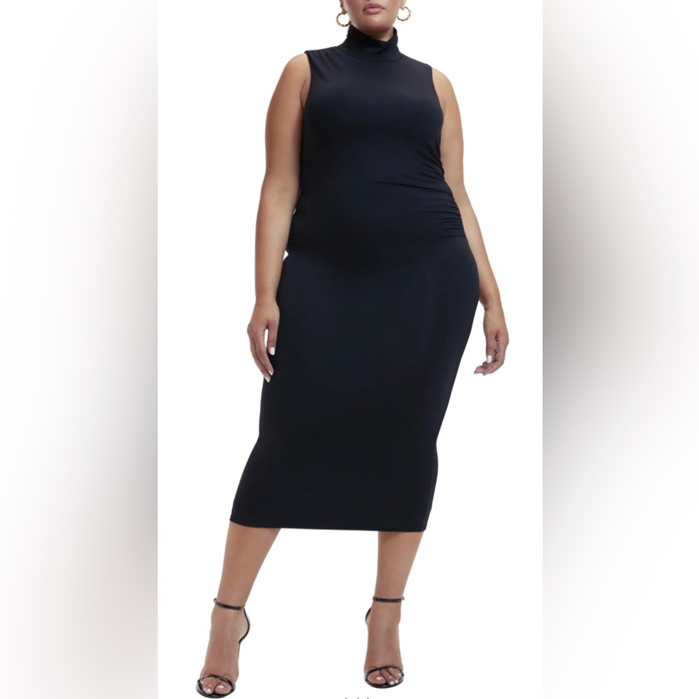 GOOD AMERICAN Good Touch Sleeveless Turtleneck Body-Con Midi Dress size …